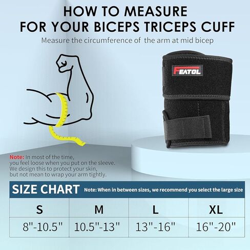 FEATOL Bicep Tendonitis Brace Compression Sleeve Support, Upper Arm Brace Bicep Support Bands for Pain Relief, Muscle Strains and Inflammation, Tricep/Bicep Wrap for Men and Women in Kuwait