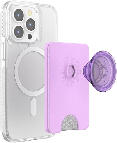 PopSockets Phone Wallet with Expanding Grip, Phone Card Holder, Wireless Charging Compatible, Wallet Compatible with MagSafe -Neo Noir in Kuwait