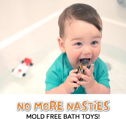 Mold Free Bath Toys for Babies and Toddlers, No Hole Bath Toys, Non Squirting Bath Toys no Mold for Tub, Beach, Pool, BPA-Free, Safe, Fun Infant Baby Bath Toys No Holes 0 1-3 6 12 18 Month in Kuwait