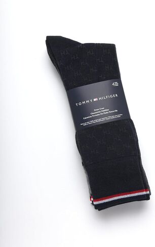 جوارب رسمية للرجال من Tommy Hilfiger - عبوة من 4 جوارب رسمية من مزيج القطن الناعم وخفيفة الوزن - جوارب مريحة قابلة للتمدد للرجال in Saudi Arabia