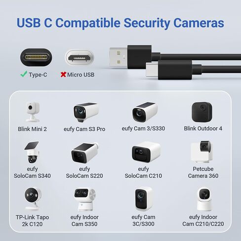 Basesailor Blink Mini 2 Power Cord,Extra Long USB A to USBC Charging Cable in Kuwait