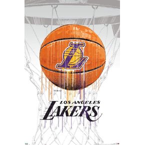 Trends International NBA Los Angeles Lakers - Drip Ball 20 Wall Poster, 14.725" x 22.375", Premium Poster & Mount Bundle