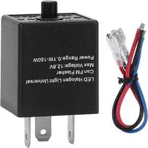 LED Flasher Relay, 12V 24V 3 PIN Adjustable LED Flasher Relay LED Flasher Blinker Turn Signal Light Blinker Universal for Automotive Motorcycle