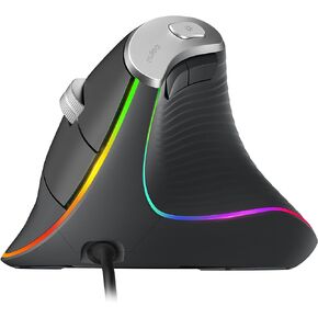 Nulea M504 Wired Vertical Mouse, USB Ergonomic Optical Mouse with 4 Adjustable DPI, 11 RGB Backlight Modes, Compatible for Laptop, PC, Desktop, Mac, Grey