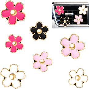 8 Pieces Daisy Car Decoration Flower Air Vent Clips Air Freshener Clips Air Conditioning Outlet Clip Car Vent Accessories Colorful Car Interior Decoration Charm for Girls Women