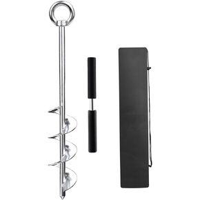 Abimars 17" Sand Anchor Kit, 304 Stainless Steel Triple Spiral Auger Boat Anchor for Beach and Sandbar, Ideal for Watercraft Up to 25'