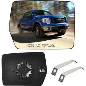 F150 استبدال زجاج المرآة الجانبية اليمنى للركاب متوافق مع 2004-2014 Ford F150، مع مرآة محدبة ساخنة لـ 4L3Z17K707DA BL3Z17K707A BL3Z17K707B