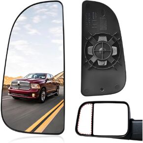 استبدال زجاج المرآة السفلية للجانب الأيسر من Ram Driver لـ 2009-2020 Dodge Ram 1500 2500 3500 4500 5500، زجاج محدب لمرايا السحب مع دعامة تثبيت خلفية، 68067731AA