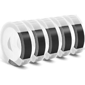 Embossing Label Tape Compatible with Dymo Label Maker,3/8 Inch 3D Plastic Labels Replacement for Dymo Organizer Xpress 12965 DYM 12966 Office Mate II (White on Black)