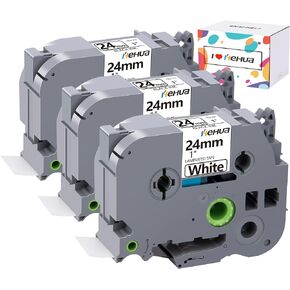 Hehua Compatible for Brother TZe-251 24mm 0.94 White Label Black Ink, TZe 24mm TZe251 Label Tape Compatible for Brother Label Maker Tape 24mm TZe 251 TZ-251 1 Inch for PTD600 PT D600 P710BT, 3 Pack