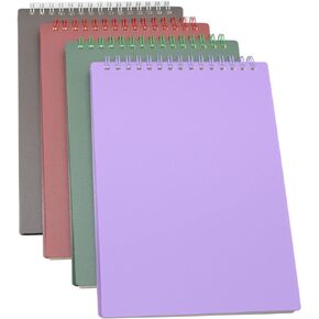 Yansanido Top Bound Spiral Notebook, 4 Pcs 4 Color A5 Size Thick Plastic Hardcover 8mm Ruled Paper 80 Sheets (160 Pages) Journal for School and Office Supplies (Dark Color)