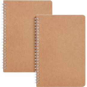 Mr. Pen- Spiral Notebook, A5, Kraft Cover, 2 Pack, 80 Pages, Sketch Book, Drawing Notebook, Notebook Spiral, Spiral Bound Notebook, Spiral Sketchbook, Blank Journal Notebook, Unlined Notebook