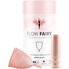 Reusable Menstrual Cup with Applicator for Easy Insertion - 100% Medical Grade Silicone Period Cup and Period Cup Applicator - Menstrual Cup Applicator + Cup - 12 Hour Wear (Small)