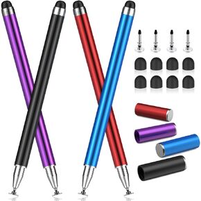 Stylus Pens for Touchscreens, MEKO 4 Pack Stylus Pens 2-in-1 High Sensitivity&Precision Capacitive Stylus for iPad iPhone Android Smartphone Tablets All Touchscreen Devices(4 Stylus + 12 Tips)