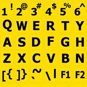 English US Large Lettering Keyboard Sticker (Upper CASE) Yellow Background for Desktop, Laptop and Notebook (Manufactured 4Keyboard)