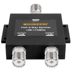 VHF-2 Way Splitter for 136-174MHz HAM CB or VHF Radio 50 Ohm VHF Splitter with UHF Female (SO-239) Connector