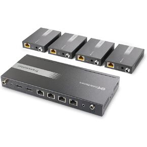 Cable Matters 1x4 4K HDMI Extender Splitter - 4K@60Hz/164ft, 4K@30Hz/196ft Wall Mount 1-In-4-Out HDMI Over Ethernet Splitter, Support Local Monitor Loop-Out