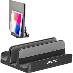 JARLINK 2-in-1 Design Vertical Laptop Stand Holder, Aluminum Laptop Stand for Desk with Adjustable Dock, Space-Saving Organizer for All MacBook, Surface, Samsung, HP, Dell, Chrome Book,Silver