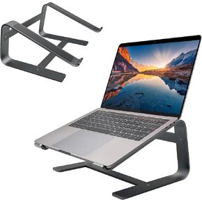 Macally Macbook Stand | Laptop Stand for Desk | Computer Stand (Universal 10"-17.3") Premium Aluminum Stylish and Sturdy Laptop Riser Stand - Laptop Holder Works with Macbook Pro/Air, Notebook, Chrome