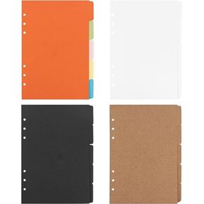 AUEAR, 3 Sets Black Paper Divider Index Page Tab Cards for 6-Holes Ring Binders Notebooks Travel Diary Journal Planner for School College Office