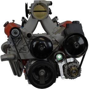 ICT Billet LS Alternator Bracket Complete w/Idler Pulley Factory Low Mount Compatible with Chevy Camaro GTO CNC Machined Aluminum 5.7L 6.0L LS1 LSX LS2 551668-2