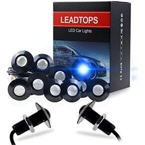 مصابيح LED على شكل عين النسر من LEADTOPS، 10 عبوات DIY 12 فولت رقيقة جدًا 23 مم لمبة عين النسر ذيل الضباب DRL أضواء النهار الجري الأبيض للسيارة والدراجة النارية (أبيض، أسود) in Kuwait