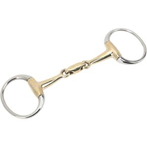Asixxsix Loose Ring Copper Mouth Snaffle Horse Bit, D Ring Comfort Stainless Steel Eggbutt Bit Professional French Link Dee Snaffle Bit 5.3 Inch Roller Mouth Eggbutt Snaffle Bit for Horses, Gifts