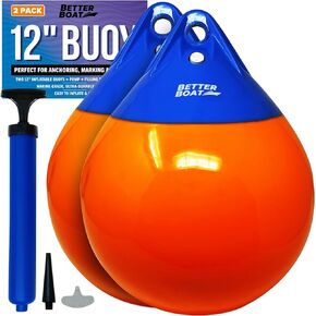 مصدات القوارب لرسو السفن، مصدات القوارب، عوامات رسو القوارب للبحيرة أو المحيط، عوامة قارب مائي، عوامة تعويم، كرة مرساة، مصدات للقارب، علامة Turnstone، 12 بوصة مستديرة، 2 حزمة in Kuwait