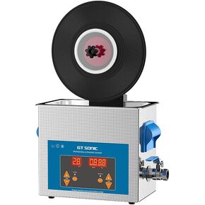 LP Vinyl Record Ultrasonic Cleaner with Records Bracket 1-5 Records Per Batch Raising Descending Auto-Drying