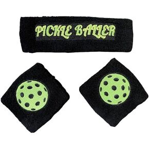 Mack Depot : Pickleball Sweatband Headband Wristband Gift Set Tennis Fun Dink