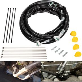 Complete Rear AC Line Set Flexible A/C Barrier Hose Fittings Replacement Part Kit Fit For 2011-2016 Ford Explorer, For 2013-2019 Ford Flex & For Lincoln MKT, Repair Air Conditioner Lines Leaking