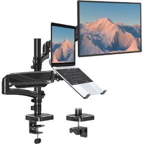 حامل شاشة MOUNT PRO وحامل كمبيوتر محمول يناسب الحد الأقصى لشاشات الكمبيوتر المحمول مقاس 17 بوصة وشاشات كمبيوتر مقاس 32 بوصة، وحامل كمبيوتر محمول وشاشة مزدوج، كل ذراع يحمل ما يصل إلى 17.6 رطل، حامل شاشة الكمبيوتر المحمول مع إمالة/دوران/دوران قابل للتعديل in Kuwait