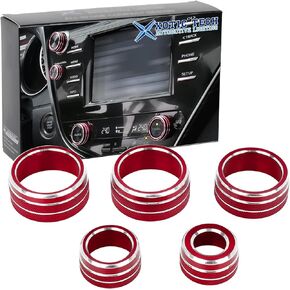 Xotic Tech 2pcs Centre Console AC Climate Control Knob Surrounding Ring Decoration Covers Compatible with Toyota Camry 2021 2022 2023 2024 (Red)