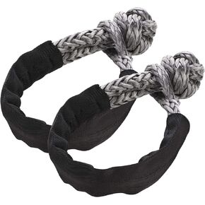 Synthetic Soft Shackle - 7/16 Inch X 22 Inch 38,000lbs Breaking Strength, UHMWPE Rope Shackle with Protective Sleeves for Sailing SUV ATV 4x4 Truck Jeep Recovery Towing, Gray (2-Pack)