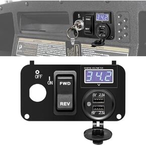 briidea 3 in 1 Multifunctional Integrated Panel with DC 12V-90V 4.2A Dual USB Charger Sockets, LED Wide Range Voltmeter & Forward Reverse Switch, Golf Cart Accessories for EZGO TXT, PDS & Medalist