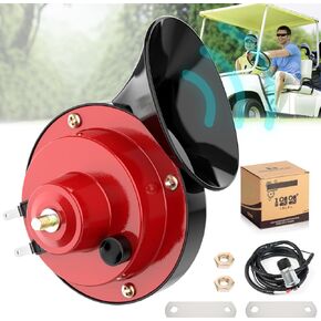 Golf Cart Horn Kit for EZGO Club Car Yamaha or UTV Universal Waterproof Electric Snail Horn Floor Mount Button Switch, Adjustable Loud, 12 Volt