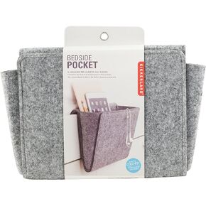Kikkerland Pocket Felt Caddy, Storage, Organizer, Holder Bedside, Grey, Large