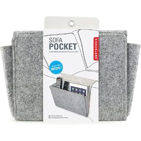 Kikkerland Pocket Felt Caddy, Storage, Organizer, Holder Bedside, Grey, Large