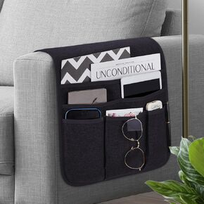 Remote Control Holder Armchair Caddy for Recliner Couch, Non-Slip Armrest Organizer with 5 Pockets for Magazine, Tablet, Phone, iPad (Brown)