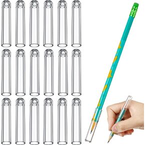18 Pieces Plastic Pencil Caps, Pencil Tip Protector Cover Clear Pencil Toppers Clear Pencil Caps for Wooden Pencils Extender Holders for Student School Office (White)