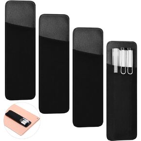 Chinco 4 Pack Adhesive Pen Holder for Notebook Easy to Remove Notebook Pen Holder Black Journal Pen Holder Stick on Pen Holder Reusable Pen Sleeve Pouch for Hardcover Journals, Notebooks, Pad