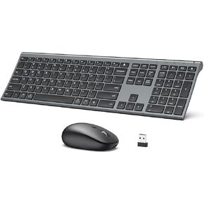 iClever DK03 Bluetooth Keyboard and Mouse, Rechargeable Dual-Mode (Bluetooth 4.2 + 2.4G) Wireless Keyboard and Mouse Combo, Ultra-Slim Multi-Device Keyboard for Mac, iPad, Apple, Android, Windows
