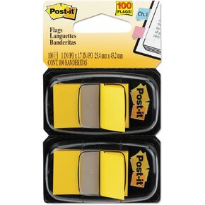 Post-it 680YW2 Standard Page Flags in Dispenser, Yellow, 100 Flags/Dispenser