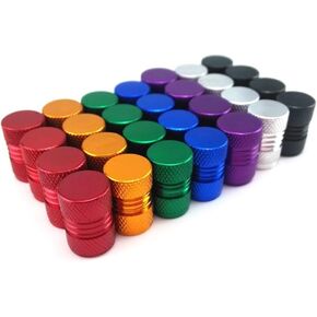 yueton 28pcs Colorful Aluminum Wheel Hub Shape Bicycle Bike Tire American Style Schrader Valve Caps Dust Covers