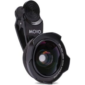 Movo SPL-WA 18mm Wide Angle Lens with Universal Clip Mount - Wide Angle Lens for iPhone, Android Smartphone, and Tablets - Cell Phone Camera Lens Kit with iPhone Wide Angle Lens for Panoramic Photos
