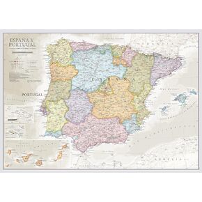 Wall Map of Spain & Portugal - Classic Poster - 16.5 x 23.4 inches - Maps International