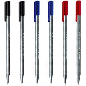 Staedtler Triplus Fineliner 0.3mm - Pack of Six (2 Black & 2 Red & 2 Blue)