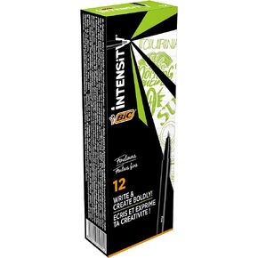 Bic Intensity 0.4 mm Fine Point Writing Felt Tip Pens (Pack of 12) 12 Black