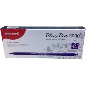 MONAMI Plus Pen 3000 Felt Tip Pens, Fine Point (0.4mm), Fine Liner, Writing/Journaling/Note Taking at home, school and office, Blue, 12-Count