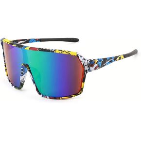 WANWAN Men Sunglasses, Large 80s Shield Sport Cycling Sun Glasses for Women, Baseball Running Fishing Golf Shades